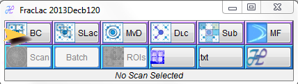 FracLac 2013 version showing 
            where the box counting scan button is