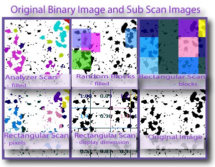 Colours and text used to illustrate 
             the fractal dimension in regions on an image